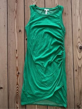 Leith Emerald Green Sleeveless Ruched Side Knit Dress
